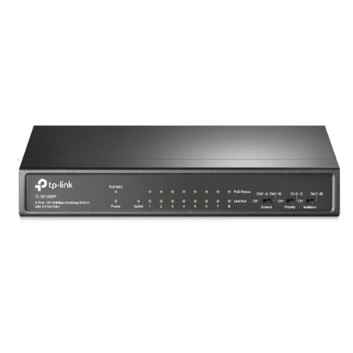 TP-Link TL-SF1009P - Switch - unmanaged - 8 x 10/100 (PoE+) + 1 x 10/100 - desktop - PoE+ (65 W)